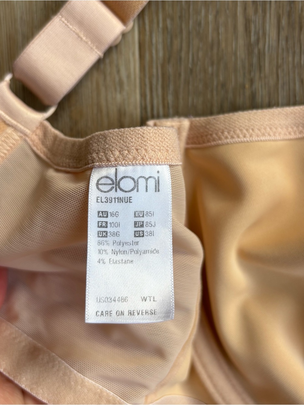 Elomi Bra Size US 38I UK 38G Beige Nude Full Figure Coverage Underwire EL3911 - Picture 3 of 6